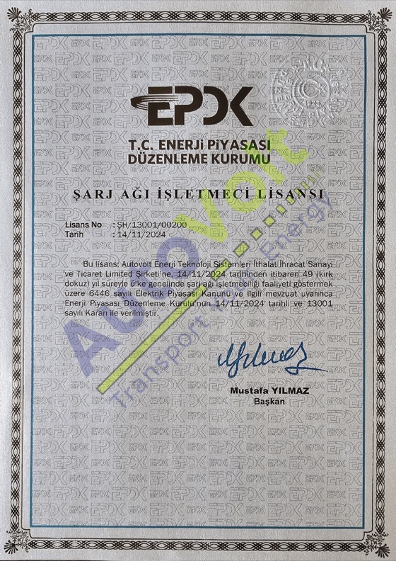 EPDK Şarj Ağı İşletmeci Lisansı